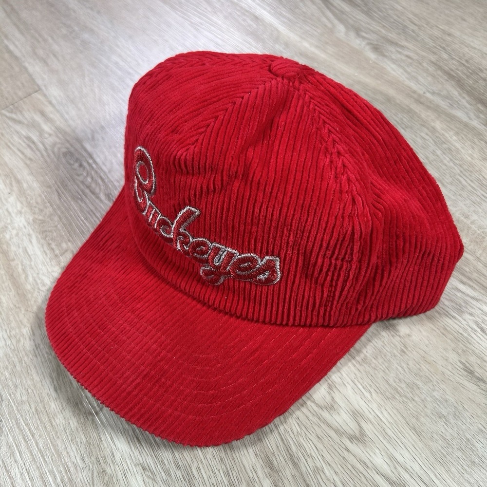 VTG Ohio State Buckeyes Script Snapback Hat College Universal Corduroy Red Cap - Picture 8 of 10